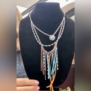 JUSTIN WOMEN'S THREE LAYER NECKLACE- Genuine Leather Tassels